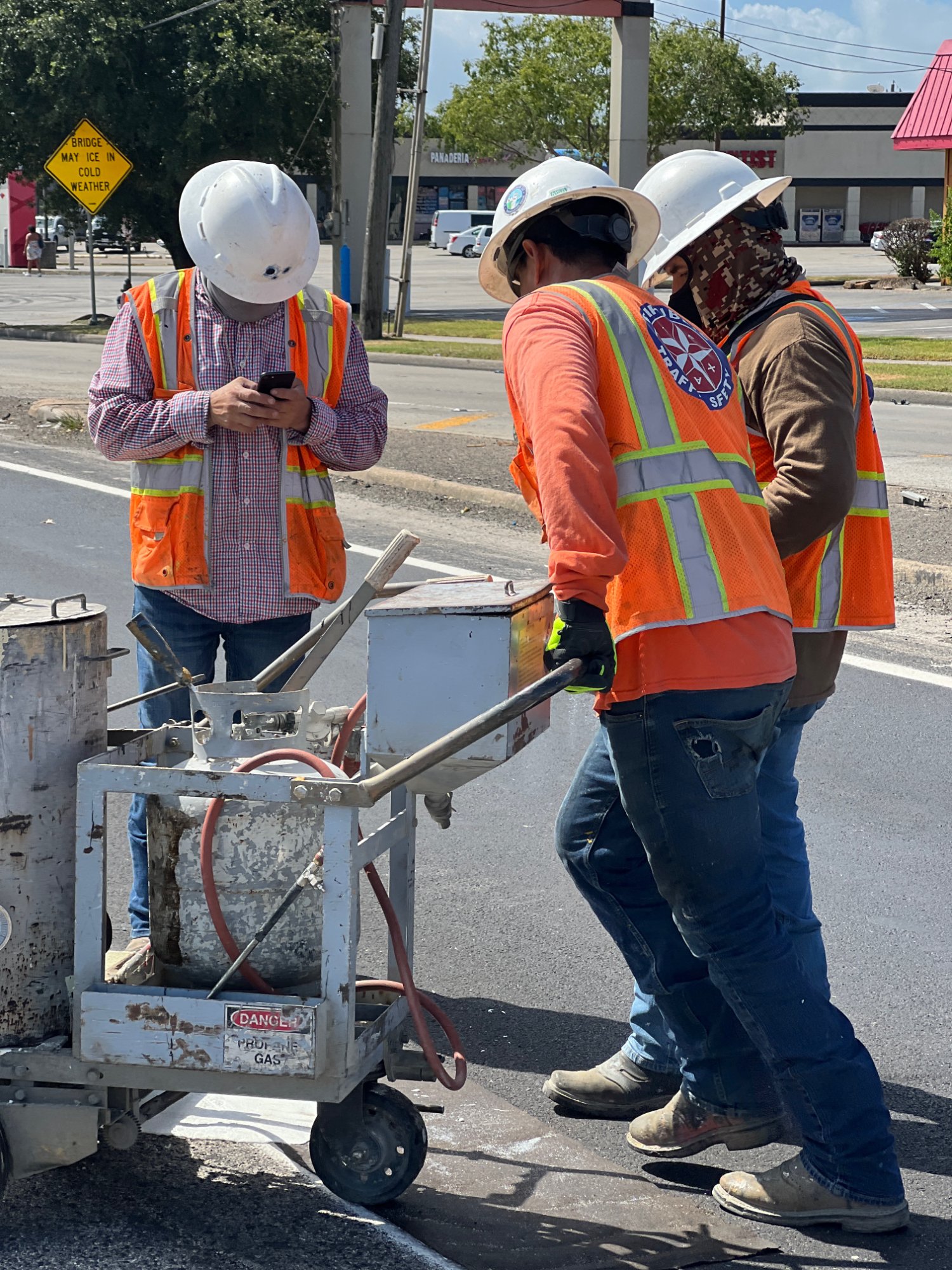 Republic Traffic Safety crew striping Houston city street